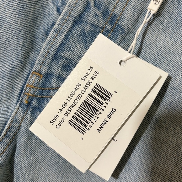 Anine Bing Sonya High Rise Ankle Jeans in Destructed Classic Blue Sz. 24 NWT - Picture 15 of 15